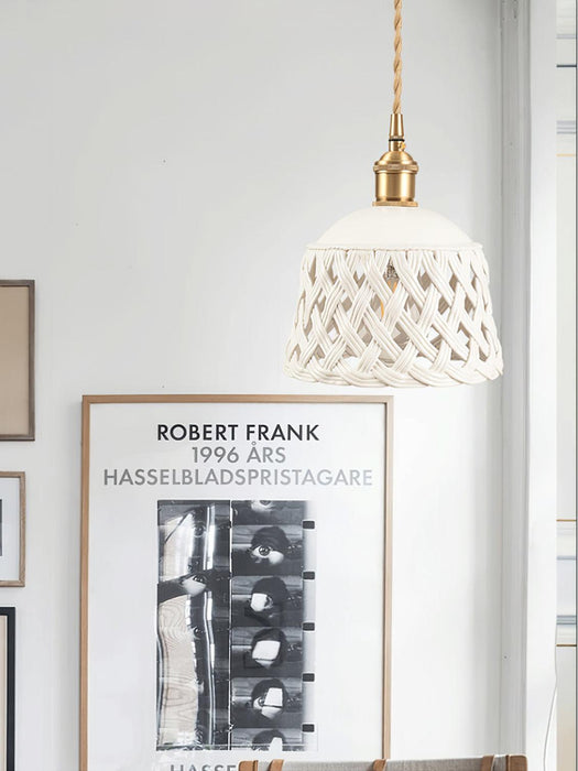 Openwork Ceramic Pendant Swag Light-DWHOME
