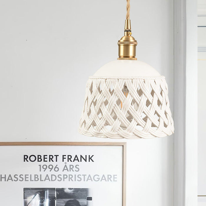 Openwork Ceramic Pendant Swag Light-DWHOME