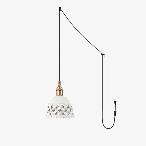 Openwork Ceramic Pendant Swag Light-DWHOME