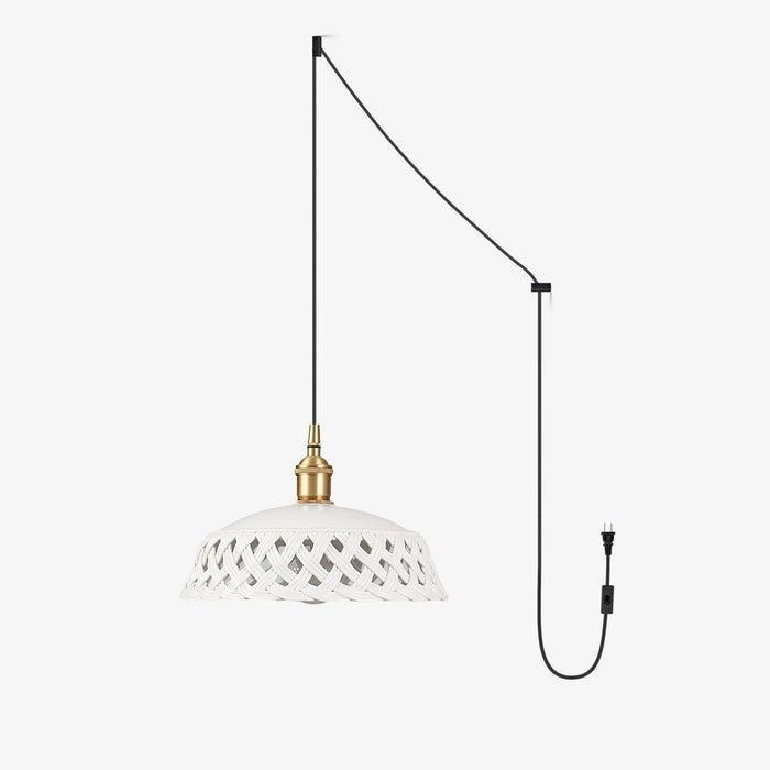 Openwork Ceramic Pendant Swag Light-DWHOME
