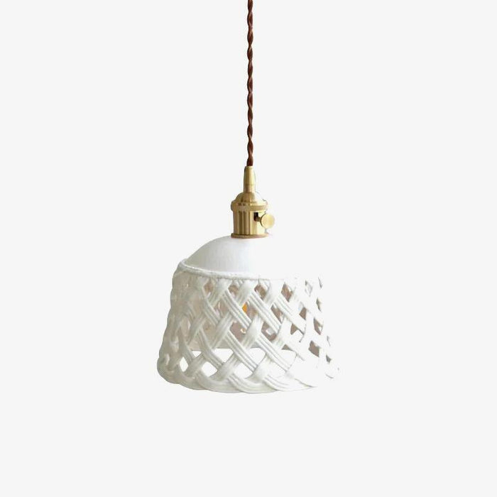 Openwork Ceramic Pendant Swag Light-DWHOME