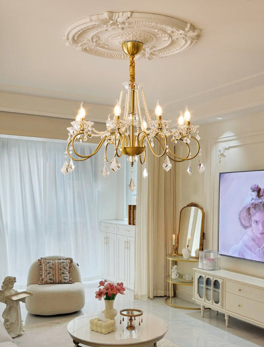 Opulent Pearl Crystal Chandelier-DWHOME