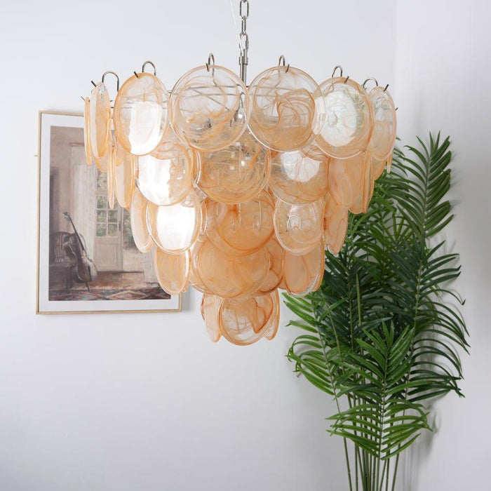 Orange Murano Disc Chandelier-DWHOME