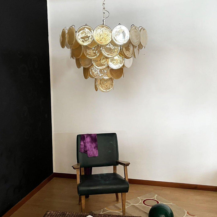 Orange Murano Disc Chandelier-DWHOME
