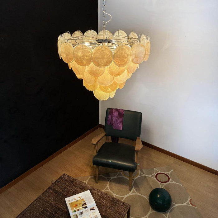 Orange Murano Disc Chandelier-DWHOME