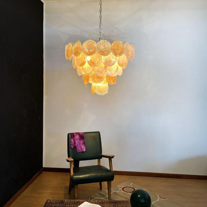 Orange Murano Disc Chandelier-DWHOME