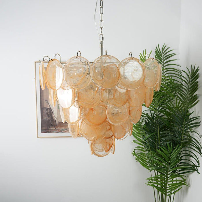 Orange Murano Disc Chandelier-DWHOME