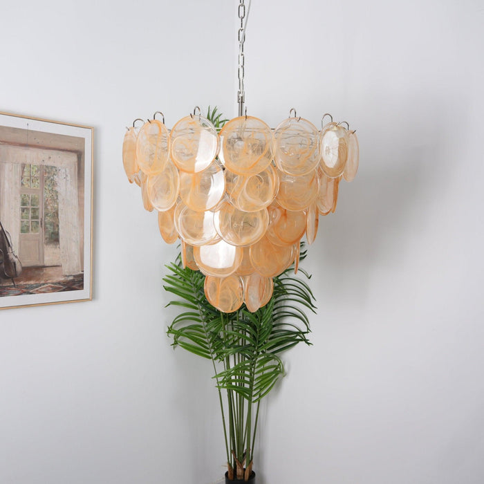 Orange Murano Disc Chandelier-DWHOME