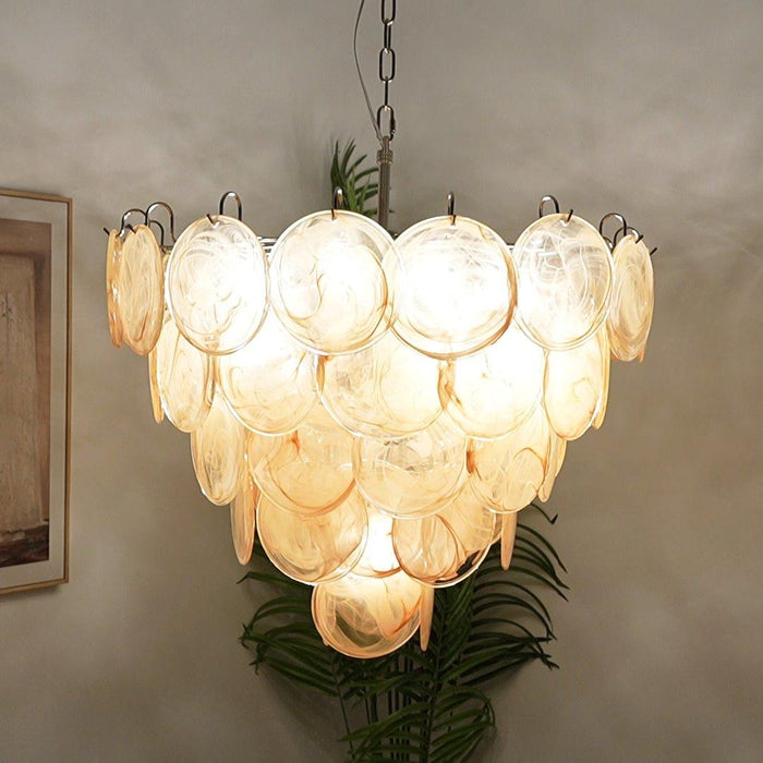 Orange Murano Disc Chandelier-DWHOME