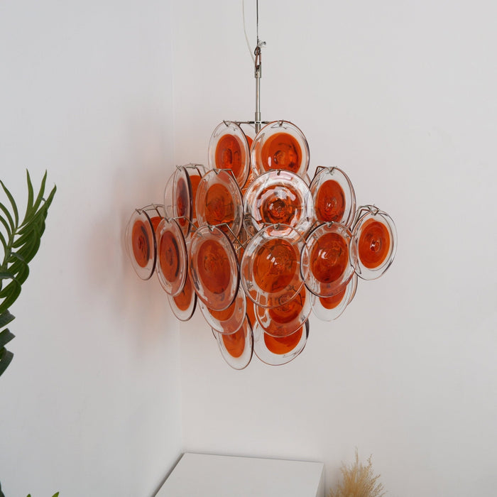 Orange Transparent Murano Disc Chandelier-DWHOME