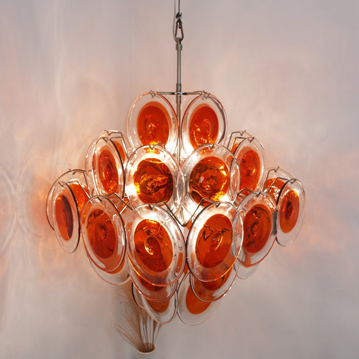 Orange Transparent Murano Disc Chandelier-DWHOME