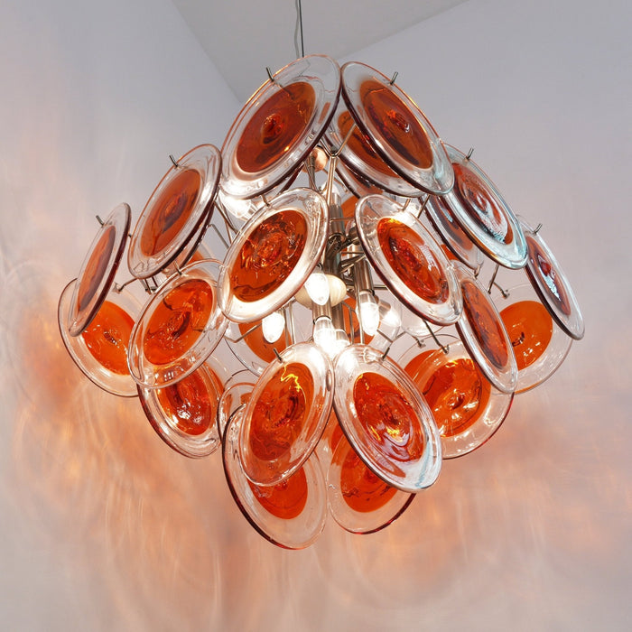 Orange Transparent Murano Disc Chandelier-DWHOME