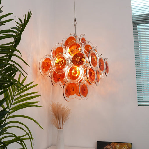 Orange Transparent Murano Disc Chandelier-DWHOME