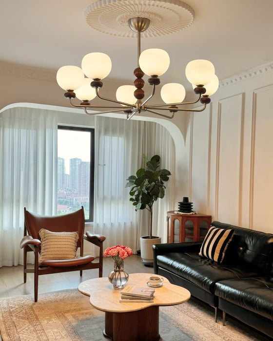 Orb Walnut Chandelier-DWHOME
