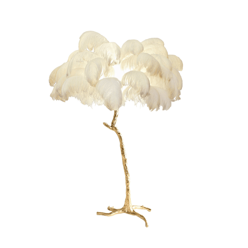 Ostrich Feather Brass Floor Lamp-DWHOME