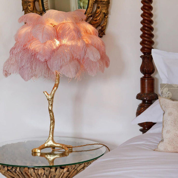 Ostrich Feather Table Lamp - DWHOME