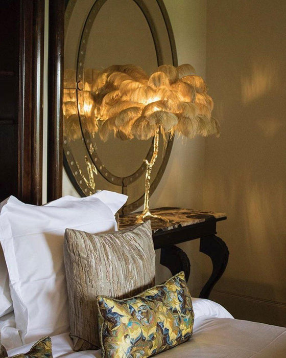 Ostrich Feather Table Lamp - DWHOME