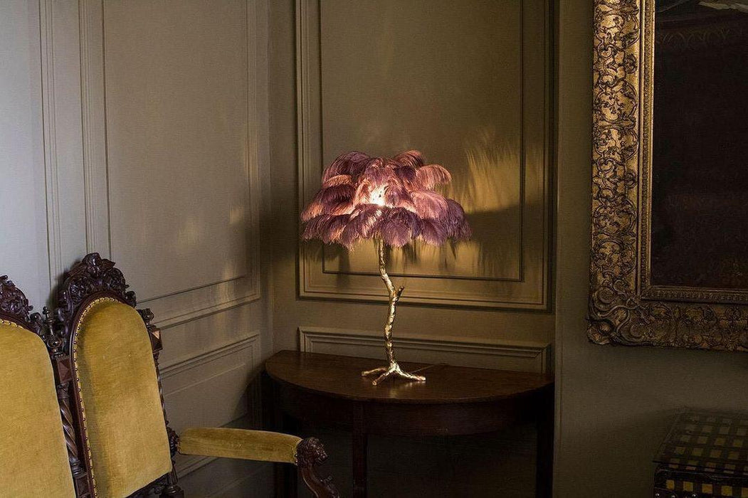 Ostrich Feather Table Lamp - DWHOME