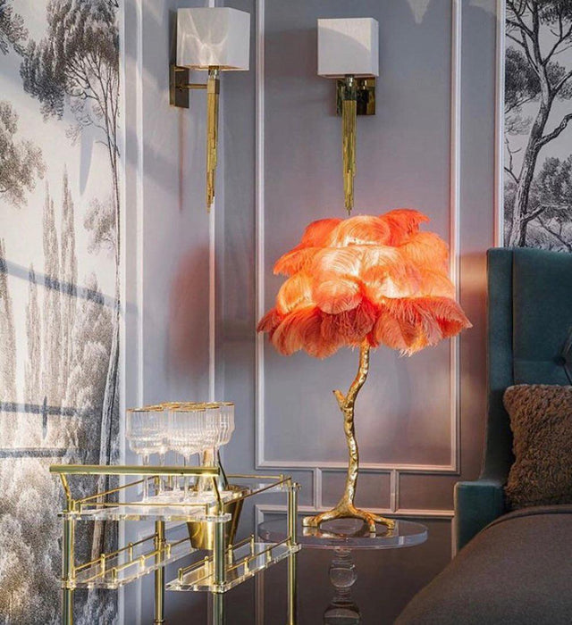 Ostrich Feather Table Lamp - DWHOME