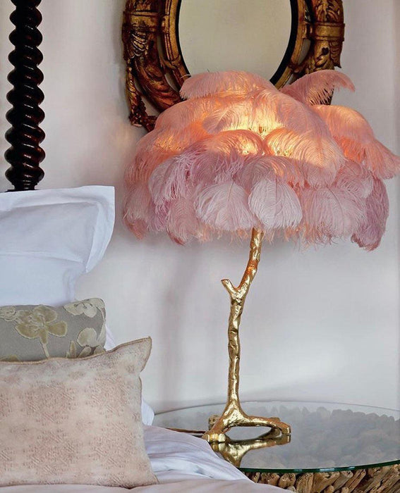 Ostrich Feather Table Lamp - DWHOME