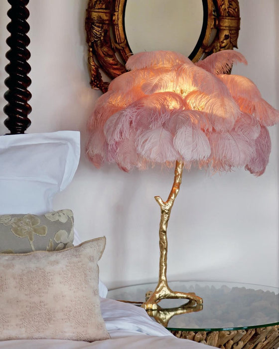 Ostrich Feather Table Lamp - DWHOME