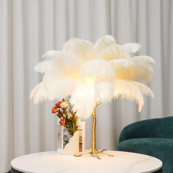 Ostrich Feather Table Lamp - DWHOME