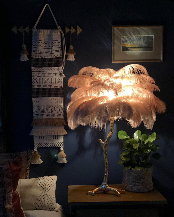 Ostrich Feather Table Lamp - DWHOME
