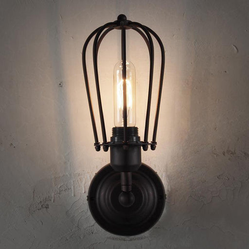 Pear Metal Cage Black Wall Sconce Light-DWHOME