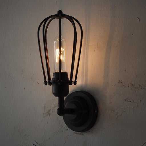 Pear Metal Cage Black Wall Sconce Light-DWHOME