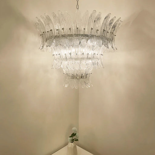 Palm Leaves Murano Transparent Glass Chandelier-DWHOME