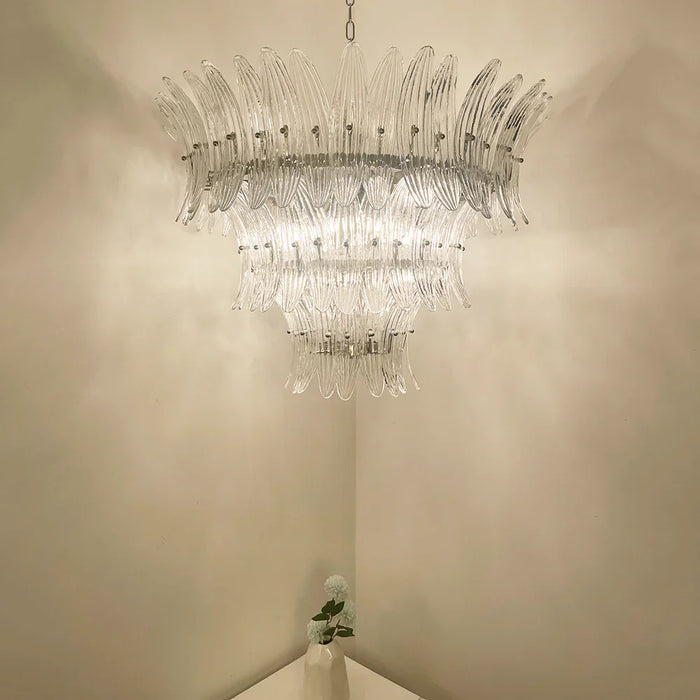 Palm Leaves Murano Transparent Glass Chandelier-DWHOME