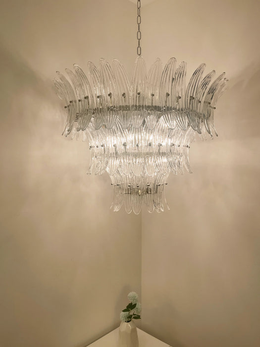 Palm Leaves Murano Transparent Glass Chandelier-DWHOME