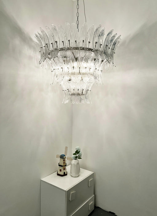 Palm Leaves Murano Transparent Glass Chandelier-DWHOME