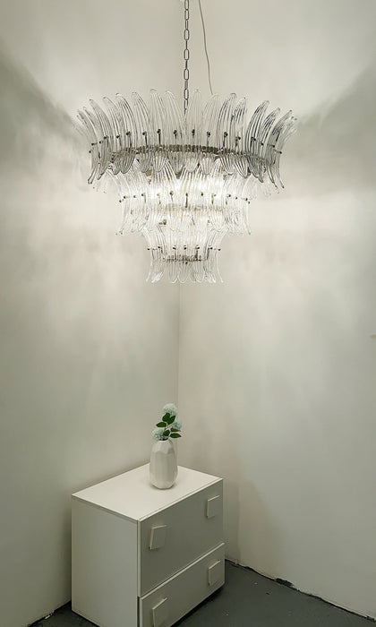 Palm Leaves Murano Transparent Glass Chandelier-DWHOME