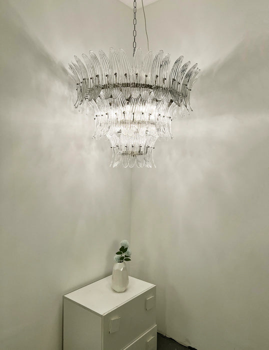 Palm Leaves Murano Transparent Glass Chandelier-DWHOME