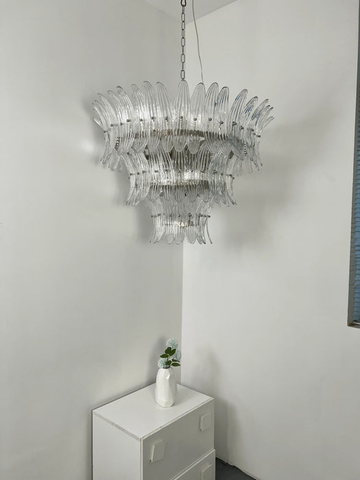 Palm Leaves Murano Transparent Glass Chandelier-DWHOME