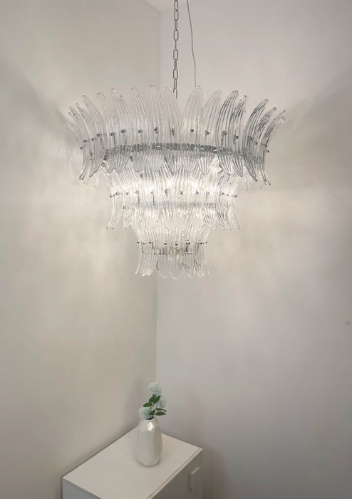 Palm Leaves Murano Transparent Glass Chandelier-DWHOME