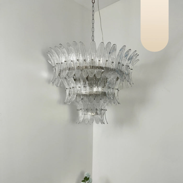 Palm Leaves Murano Transparent Glass Chandelier-DWHOME