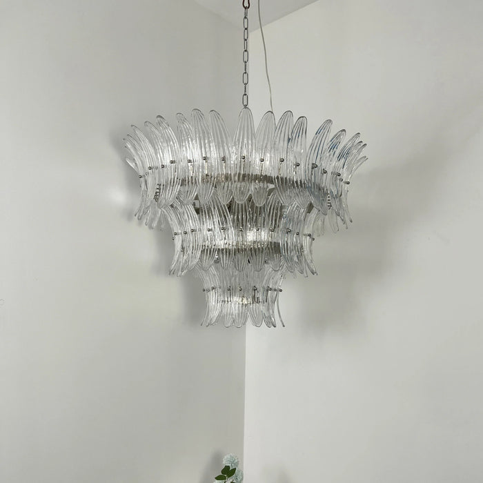 Palm Leaves Murano Transparent Glass Chandelier-DWHOME
