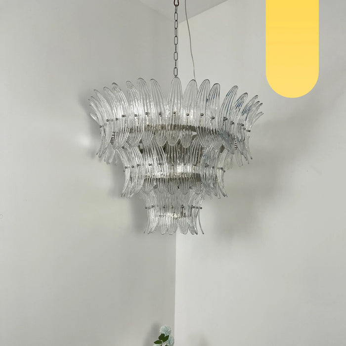 Palm Leaves Murano Transparent Glass Chandelier-DWHOME