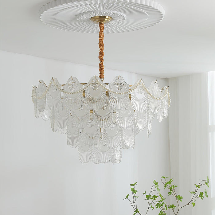 Pearl Glass Shell Chandelier-DWHOME