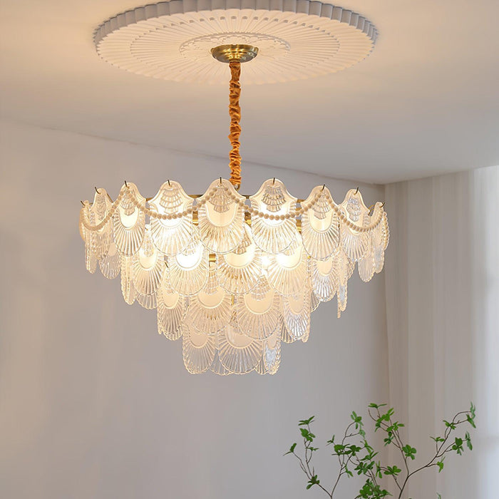 Pearl Glass Shell Chandelier-DWHOME