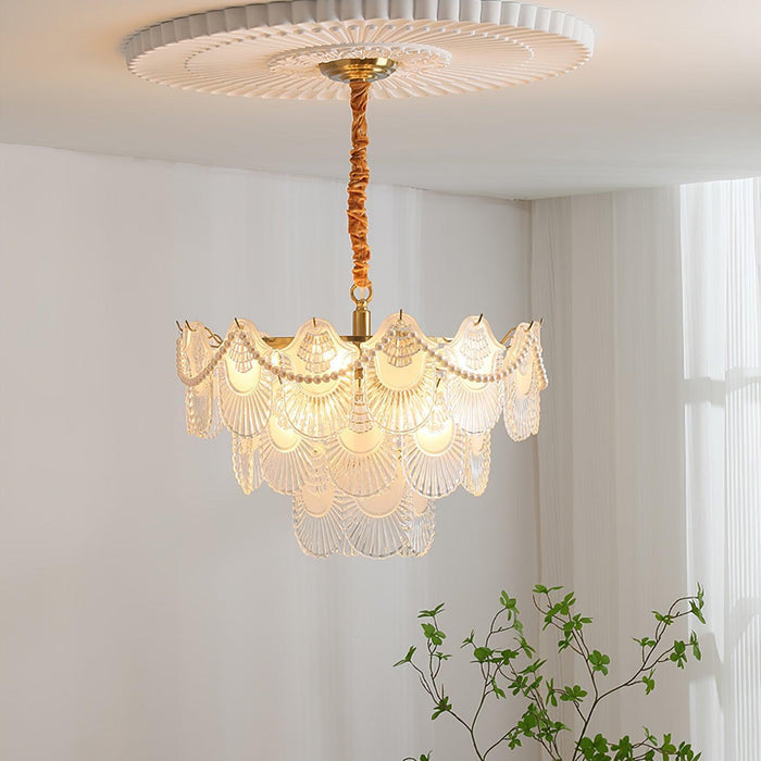 Pearl Glass Shell Chandelier-DWHOME