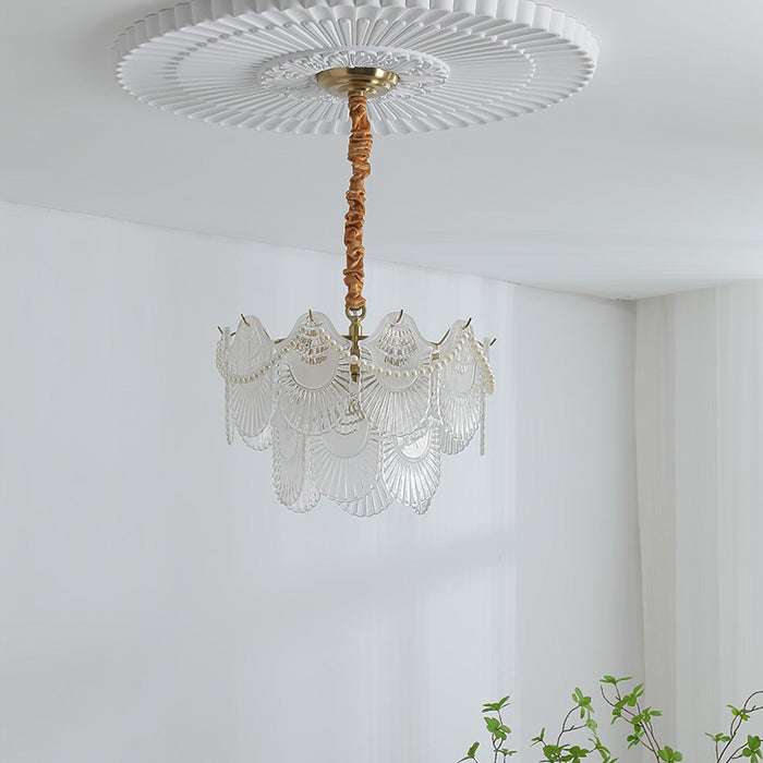 Pearl Glass Shell Chandelier-DWHOME