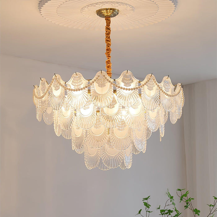 Pearl Glass Shell Chandelier-DWHOME
