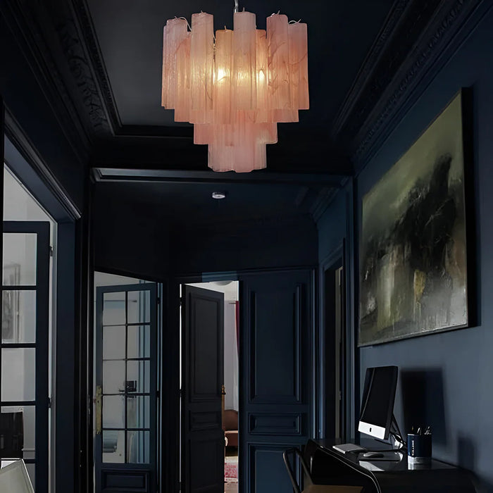 Pink Murano Glass Tronchi Chandelier-DWHOME