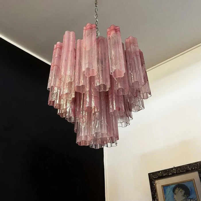 Pink Murano Glass Tronchi Chandelier-DWHOME
