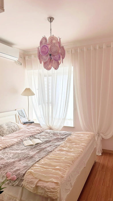 Pink Murano Disc Glass Chandelier-DWHOME