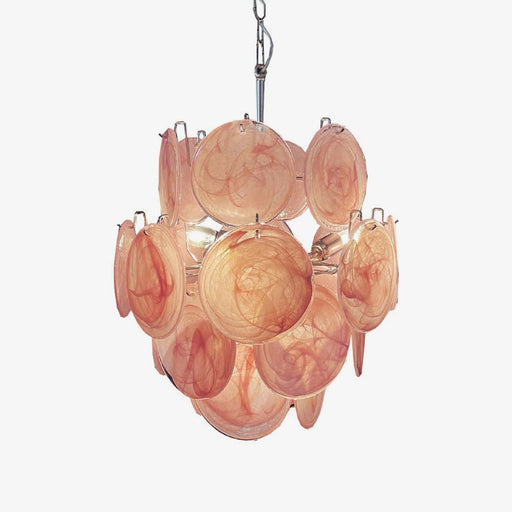 Pink Murano Disc Glass Chandelier-DWHOME