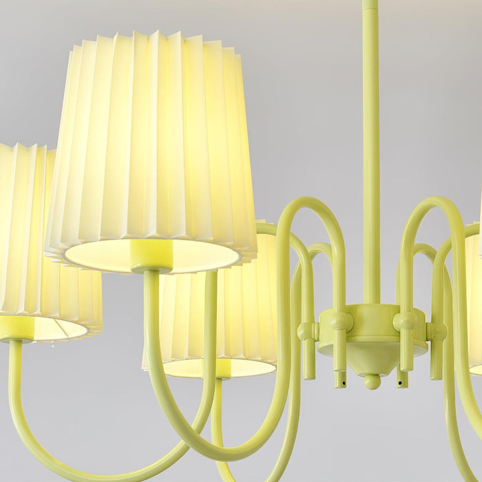 Pleated Fabric Matcha Chandelier - DWHOME